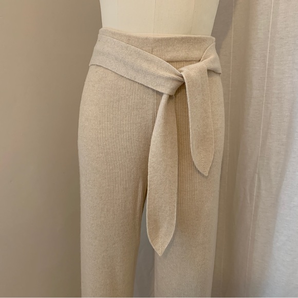 Nanushka Wool Cashmere Blend Knit Lounge Pants with Knot Tie Detail - Picture 2 of 8